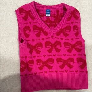 Old Navy Girls Pink & Red Bow Knit Vest